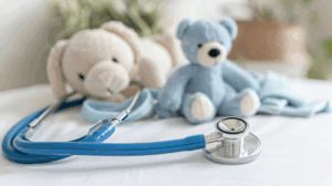estetoscopio y oso de peluche